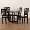 Baxton Studio Salida Modern and Contemporary Transitional Dark Brown Finished Wood 5-Piece Dining Set 177-11381-10898-Zoro - alternate 8